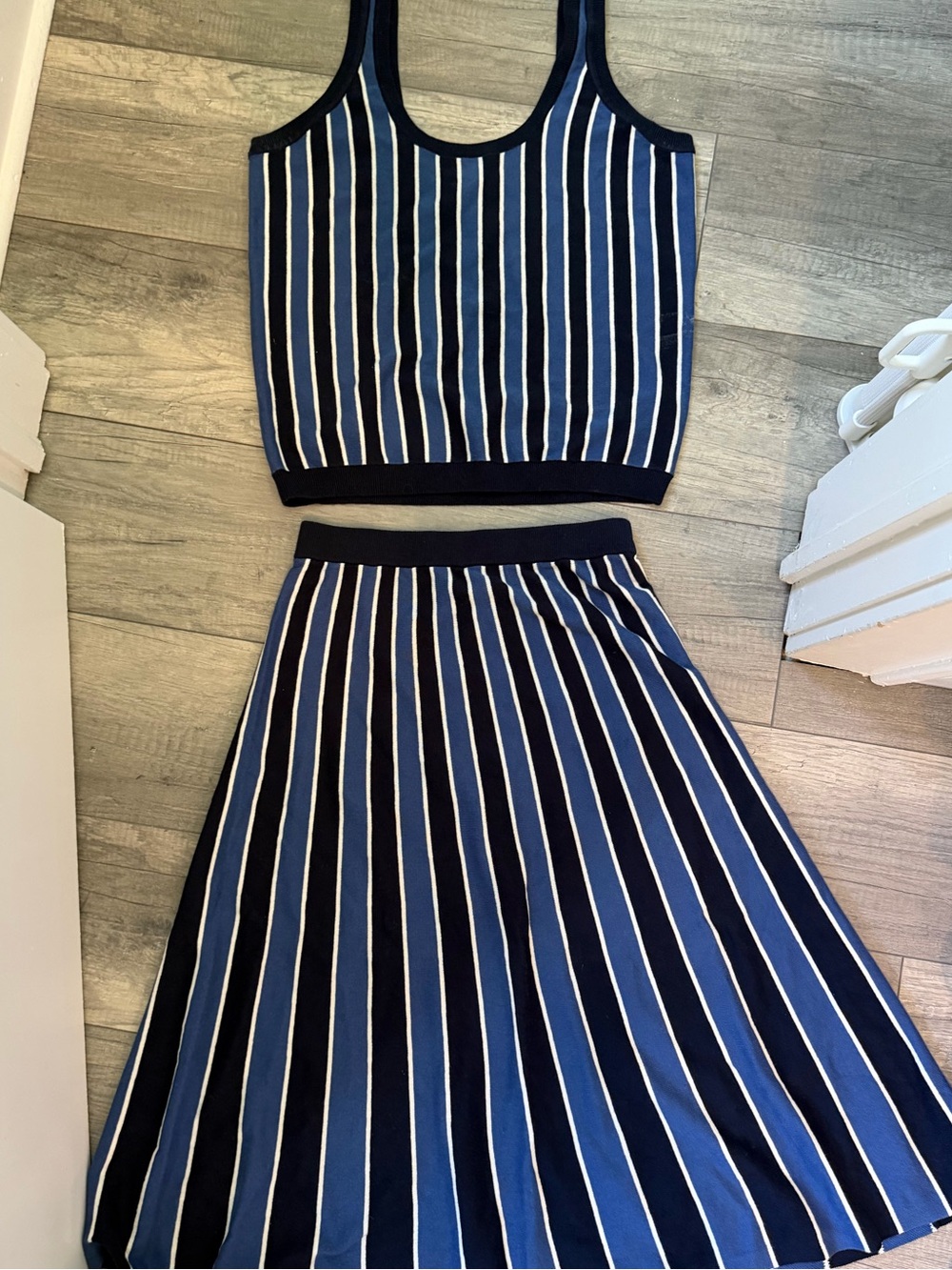 Boden Navy and Blue Vertical-Strip Maxi Skirt & Top Matching Set - Picture 3 of 3